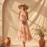 Teodora | Vestido halter com estampa aquarelada