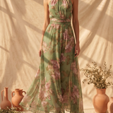 Mirjana | Elegante Vestido Maxi Halter com Flores