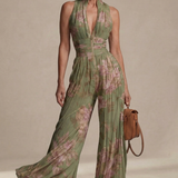 Rosie | Macacão de Chiffon Floral Plissado