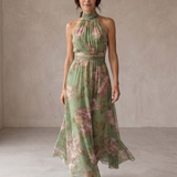 Mirjana | Elegante Vestido Maxi Halter com Flores