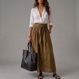 SAHARA | Conjunto de Duas Peças: Top Preto e Saia Midi Verde Oliva