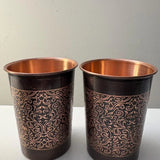 Margit-Budapeste Conjunto de 2 Copos de Cobre com Padrão Floral