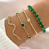 Aurora - Conjunto de Pulseiras Vintage com Zircón Verde
