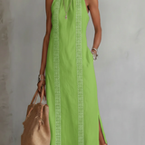Jimena | Vestido Midi de Linho com Gola Mandarim