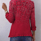Criselle | Casaco Ruffled com Estampa Ombre Paisley Boémia