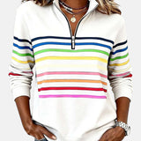 Janete | Sweatshirt Listrado com Gola Zippada
