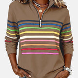 Janete | Sweatshirt Listrado com Gola Zippada