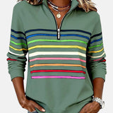 Janete | Sweatshirt Listrado com Gola Zippada
